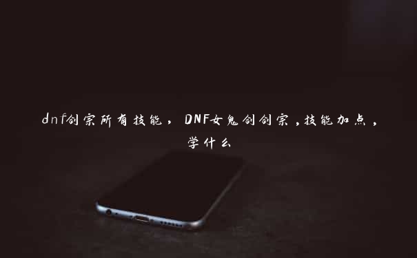 dnf剑宗所有技能，DNF女鬼剑剑宗,技能加点,学什么