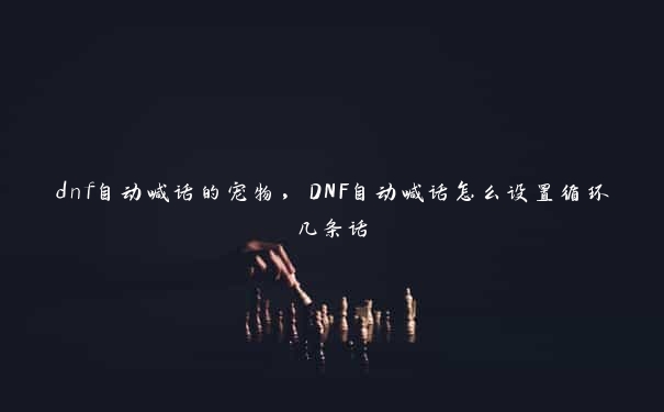 dnf自动喊话的宠物，DNF自动喊话怎么设置循环几条话