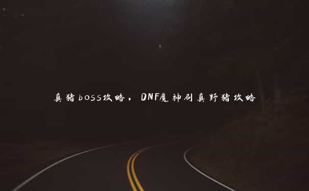 真猪boss攻略，DNF魔神刷真野猪攻略